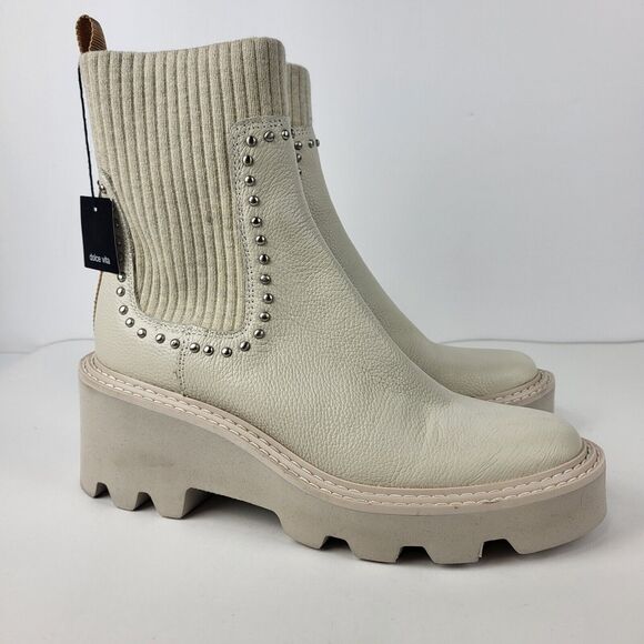 Dolce Vita Hoven H2O Studded Ivory Leather Boots size 9 - Picture 2 of 15